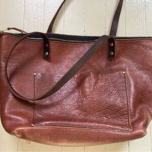 Portland Leather Goods nutmeg large zip tote, pebbled leather